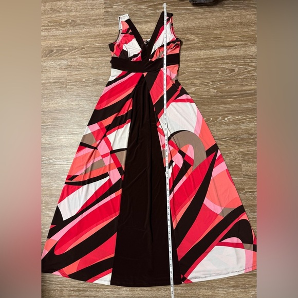 RARE Vintage Y2K Bisou Bisou Pink and Brown Patterned Maxi Dress Sz 6 EUC - Picture 5 of 6